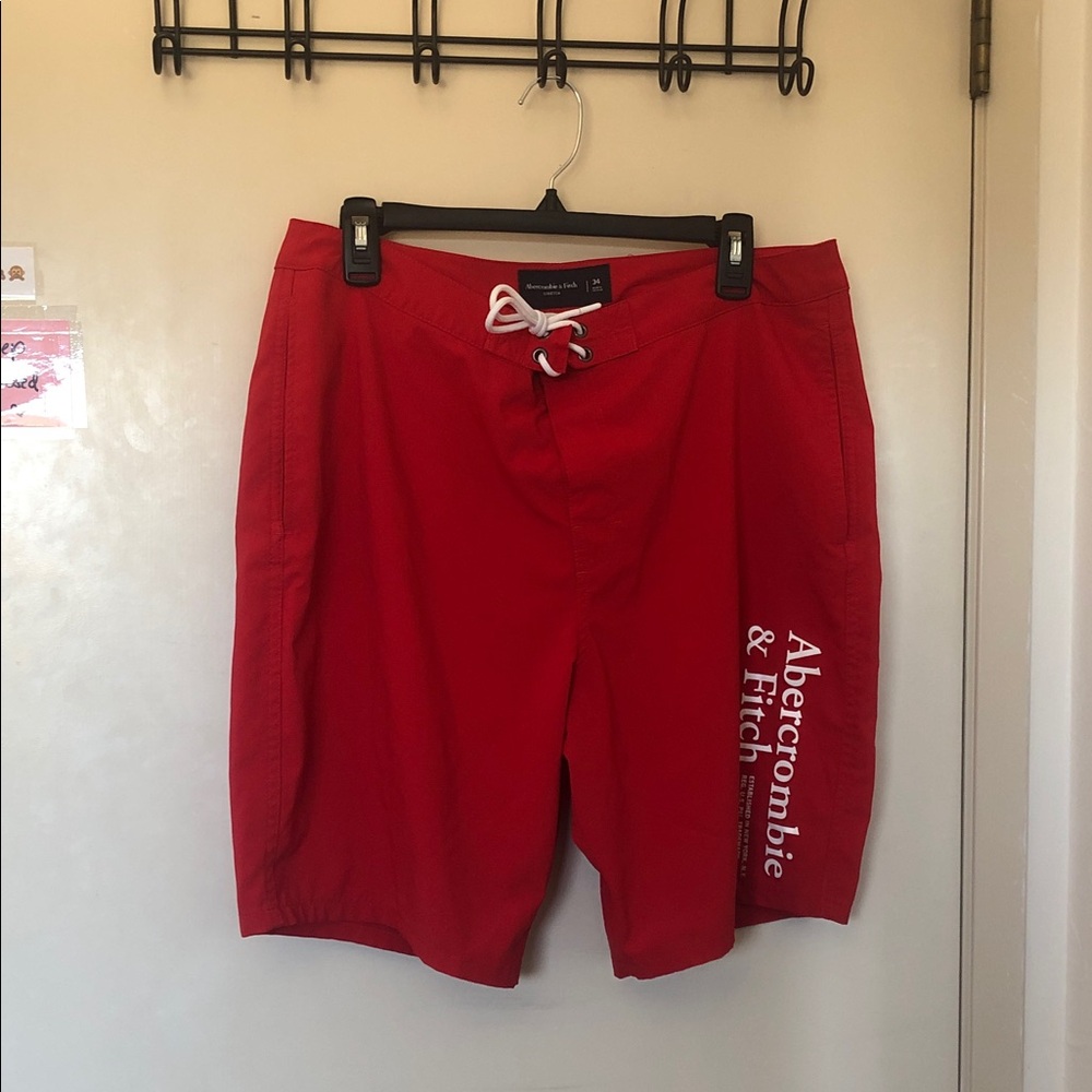 Abercrombie & Fitch Bold Red Swim Board Shorts